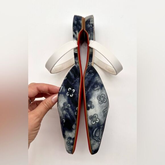 CHRISTIAN LOUBOUTIN  Choc Lock Flats  Pointy Toe Mules Jeans Punk EU41.5 US 11.5 - Picture 5 of 12